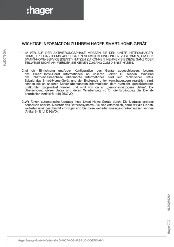 Bild Wichtige Information zu Ihrem Hager Smart-Home-Gerät | Hager Deutschland