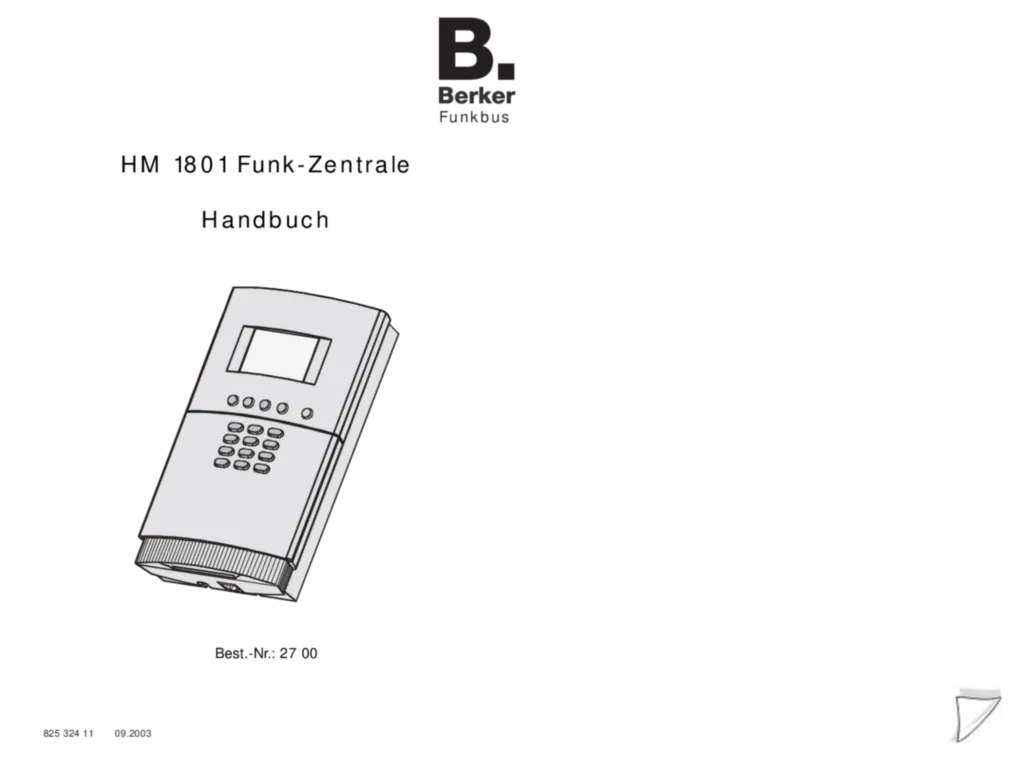 Bild Bedienungs- und Montageanleitung für 2700 - HM 1801 (DE, Stand: 09.2003) | Hager Deutschland