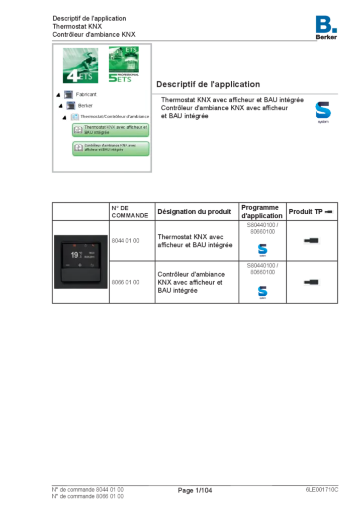 Image Description de l'application ETS pour 80440100-80660100 - Thermostat/Contrôleur d'ambiance KNX avec afficheur (FR, 2021-12) | Hager Belgique