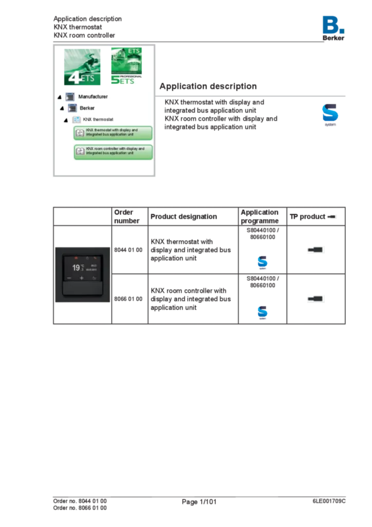 Bild Applikationsbeschreibung ETS für 80440100-80660100 - KNX Temperaturregler/Raumcontroller (EN, 2021-12) | Hager Deutschland