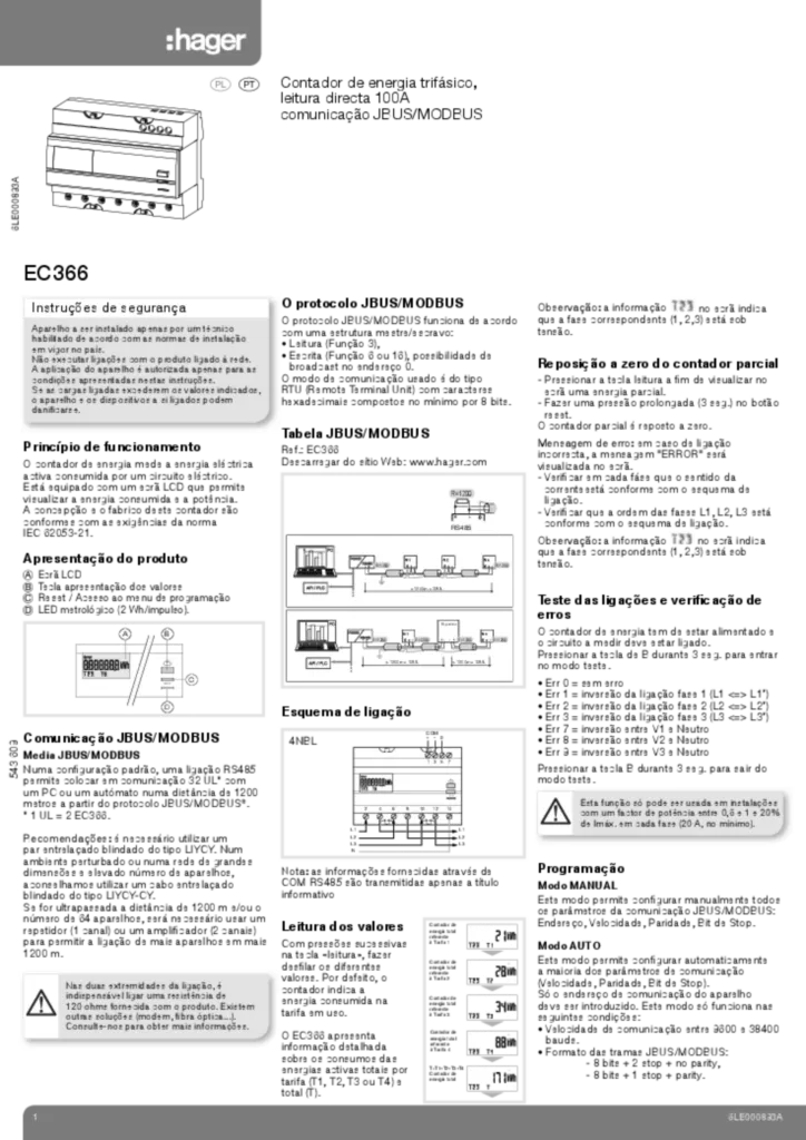 Imagem Manual de instalação pl-PL, pt-PT 2014-11-28 | Hager Portugal