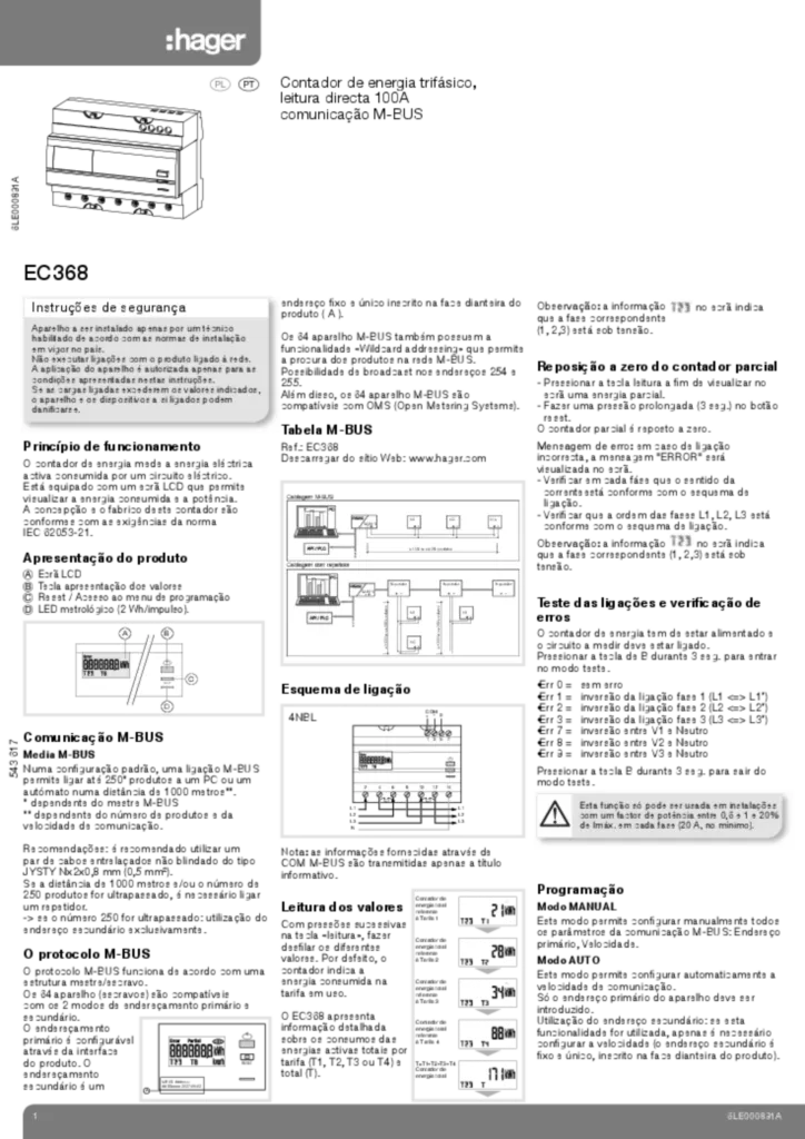 Imagem Manual de instalação pl-PL, pt-PT 2014-11-28 | Hager Portugal