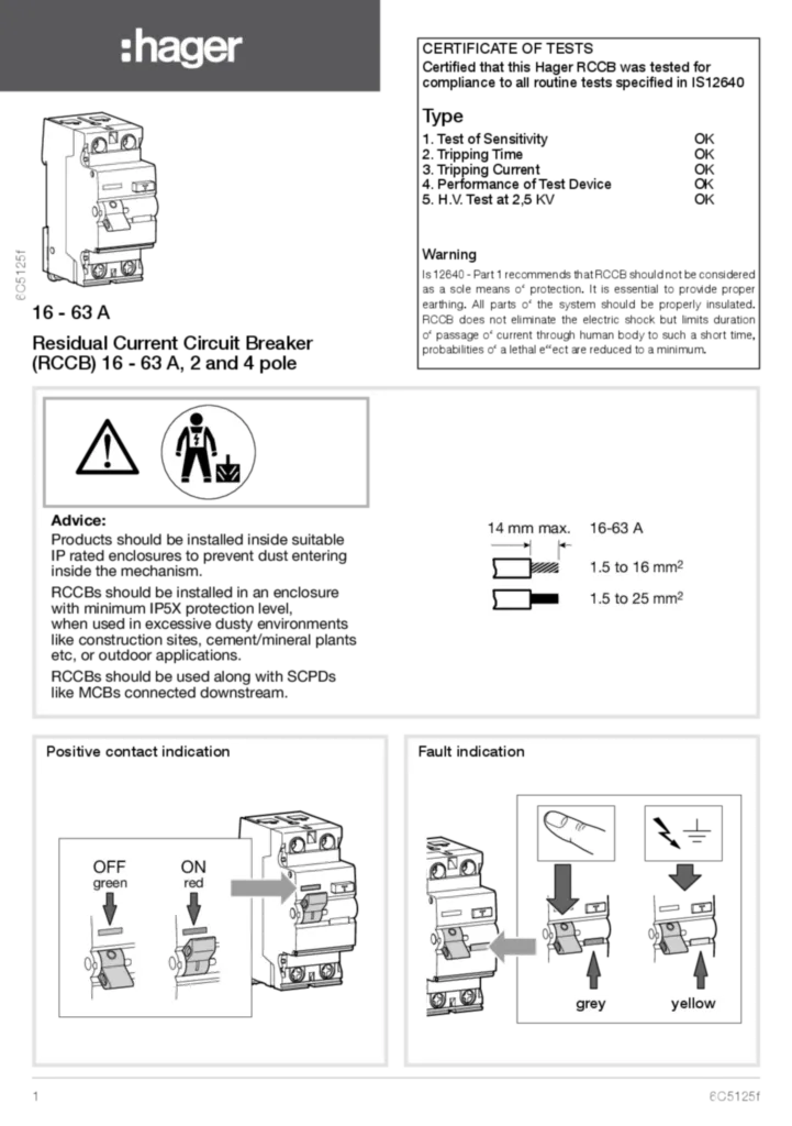 Image Notice RCCB 25-63A GB  | Hager