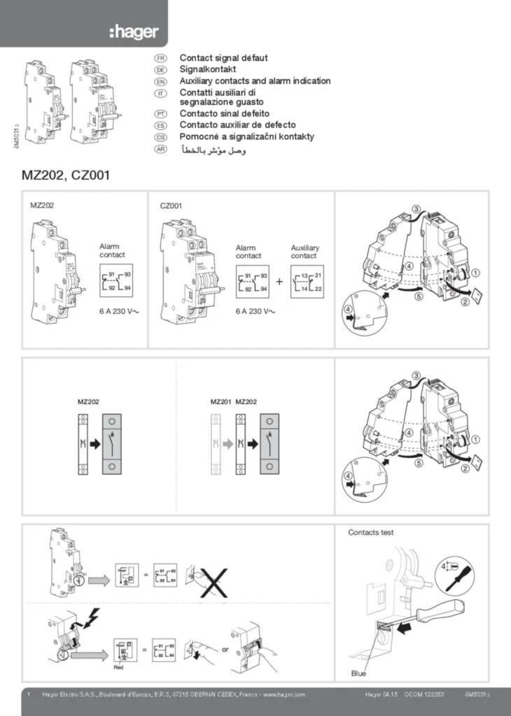 Afbeelding Installatiehandleiding cs-CZ, en-GB, es-ES, fr-FR, de-DE, it-IT, pt-PT 2015-04-07 | Hager Nederland