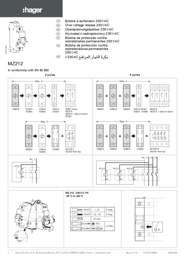 Immagine Manuale di installazione en-GB, es-ES, fr-FR, de-DE, pt-PT 2010-12-17 | Hager Italia