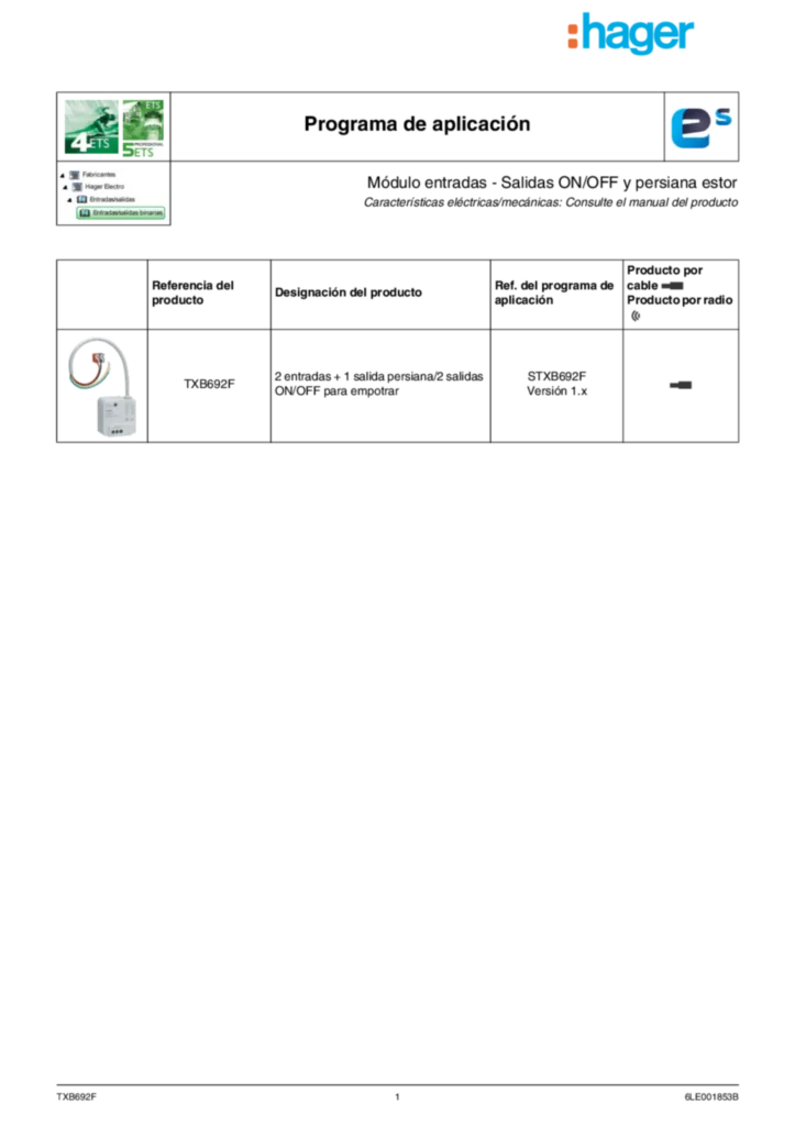 Imagen Application description TXB692F | Hager España