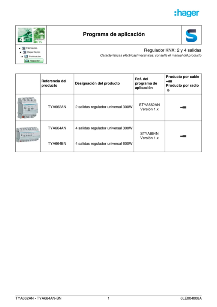 Imagen Application description TYA662AN_TYA664AN_BN | Hager España