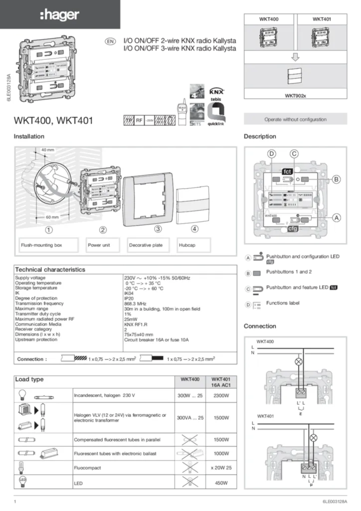 Image I/O ON/OFF 2-wire KNX radio Kallysta | Hager France