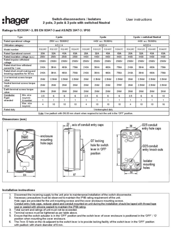 Image Notice d'instructions pour JGxxxU  | Hager