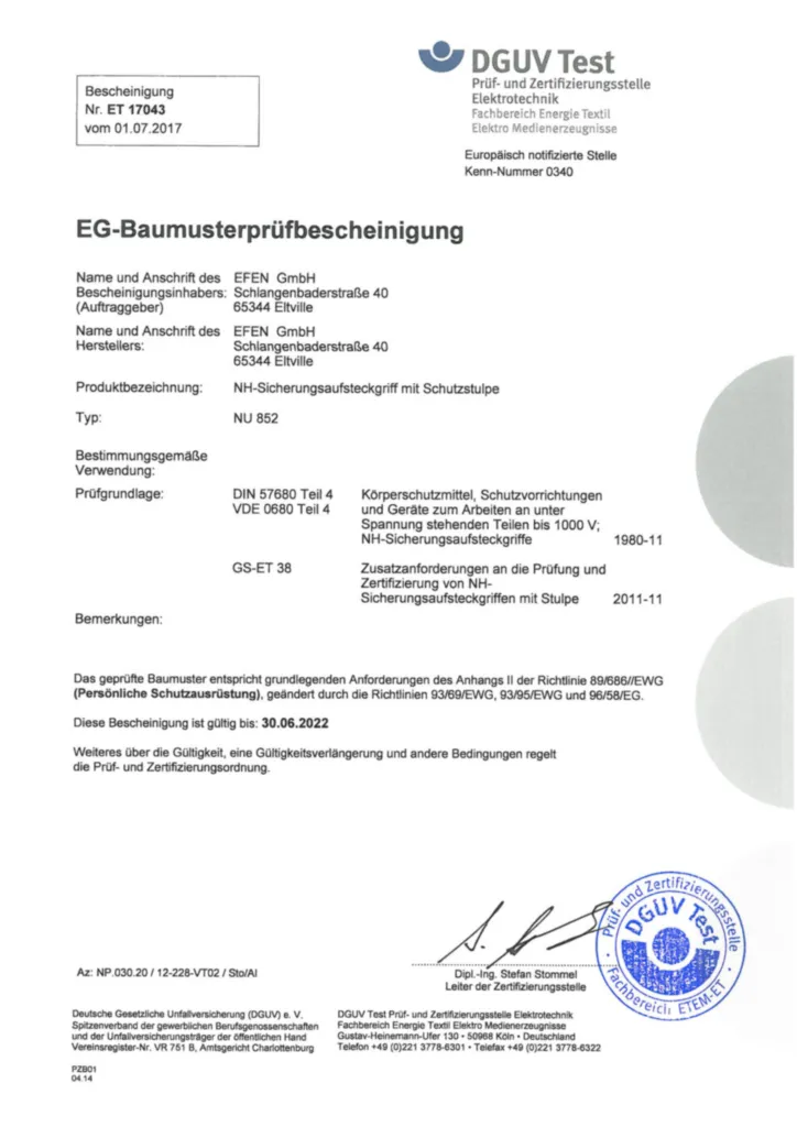 Bild EG-Baumusterzertifikat | Hager Deutschland