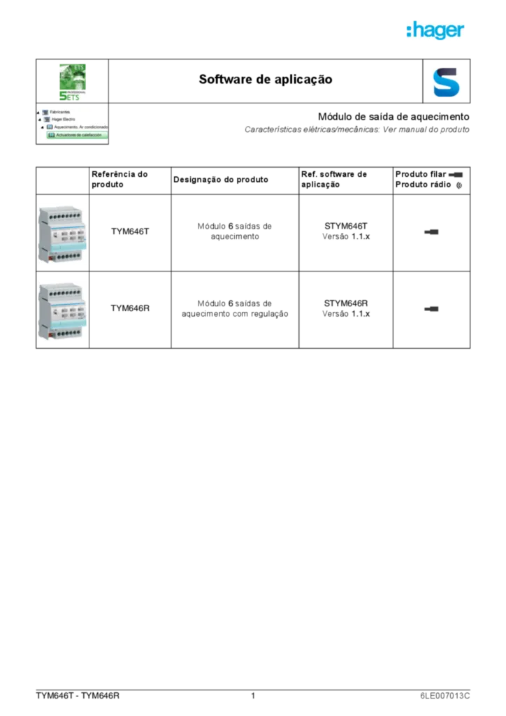 Imagem Application description ETS TYM646T_TYM646R | Hager Portugal