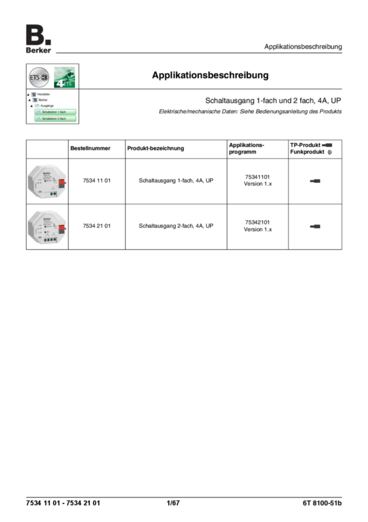Bild Applikationsbeschreibung ETS für 75341101-75342101 - Schaltaktor UP (DE, Vers. 6T8100-51B) | Hager Deutschland
