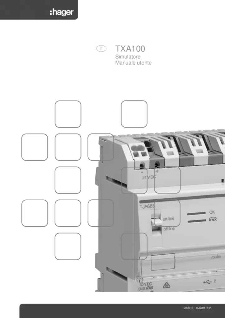 Image PD_Manuale_utente_Simulatore_TXA100_IT_6LE005114A | Hager Suisse