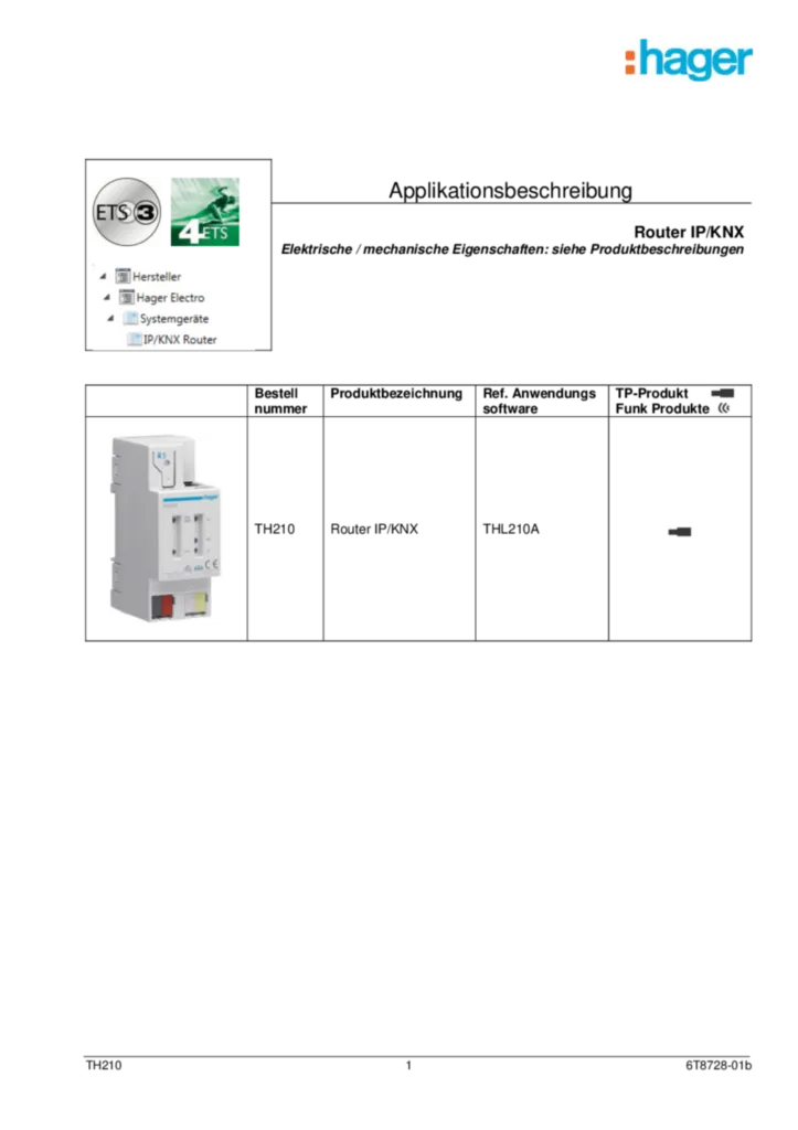 Immagine Application description TH210 | Hager Italia