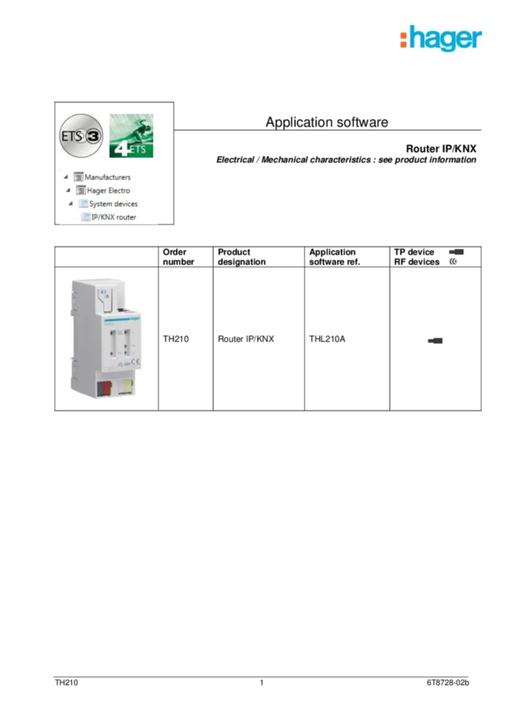 Imagem Application description TH210 | Hager Portugal