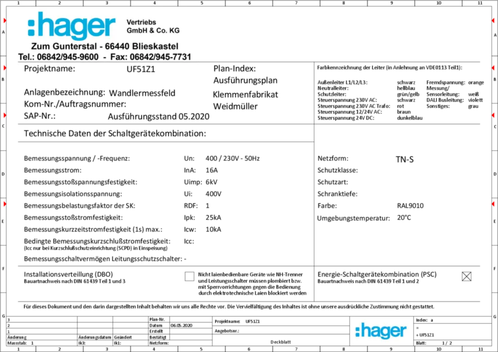 Bild Aufbau und Stromlaufplan UF51Z1 | Hager Deutschland