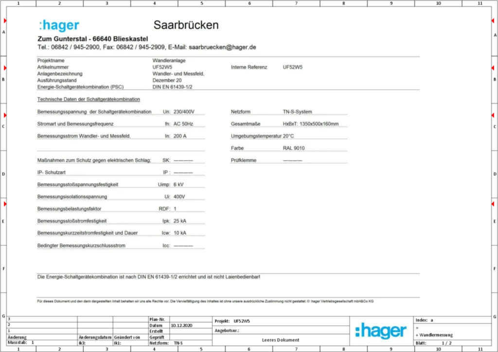 Bild Aufbau und Stromlaufplan UF52W5 | Hager Deutschland