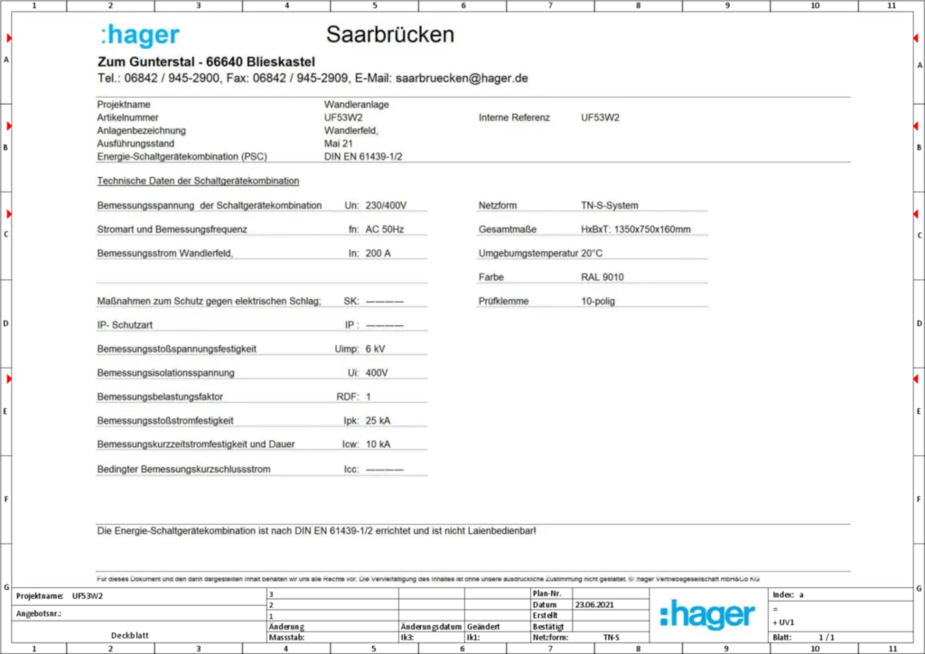 Bild Aufbau und Stromlaufplan UF53W2 | Hager Deutschland