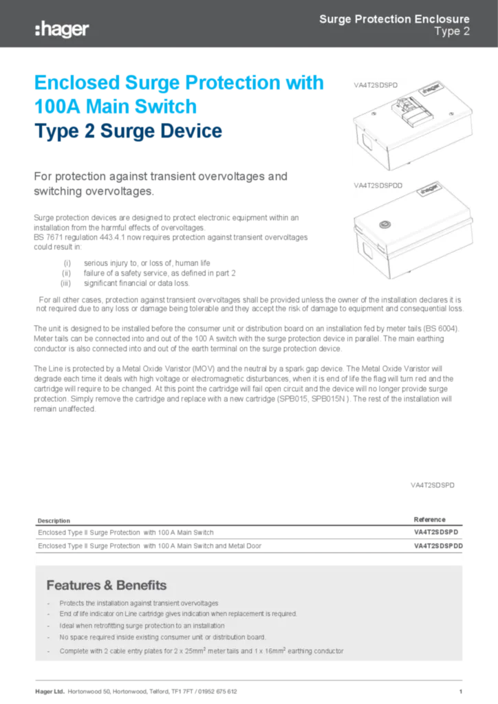 Image UK_ENCLOSED_SPD_100A_DATASHEET  | Hager