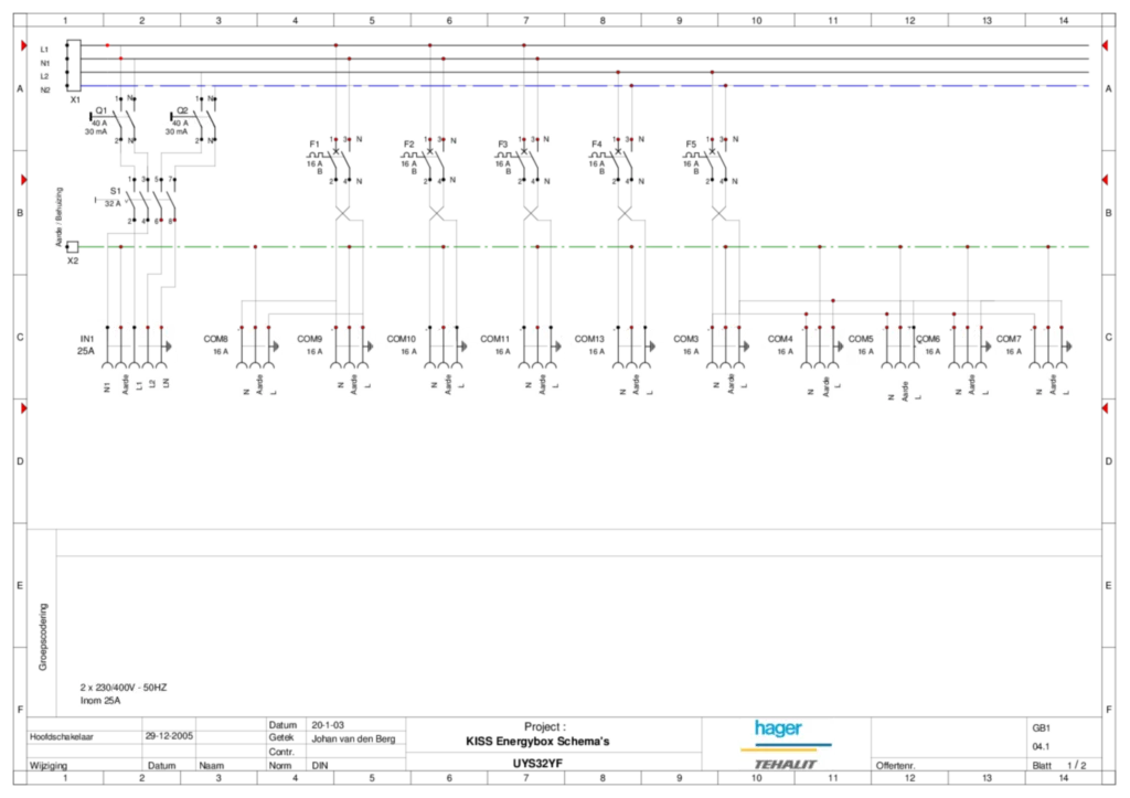 Afbeelding Aansluitschema EnergyBox UYS32YF | Hager Nederland