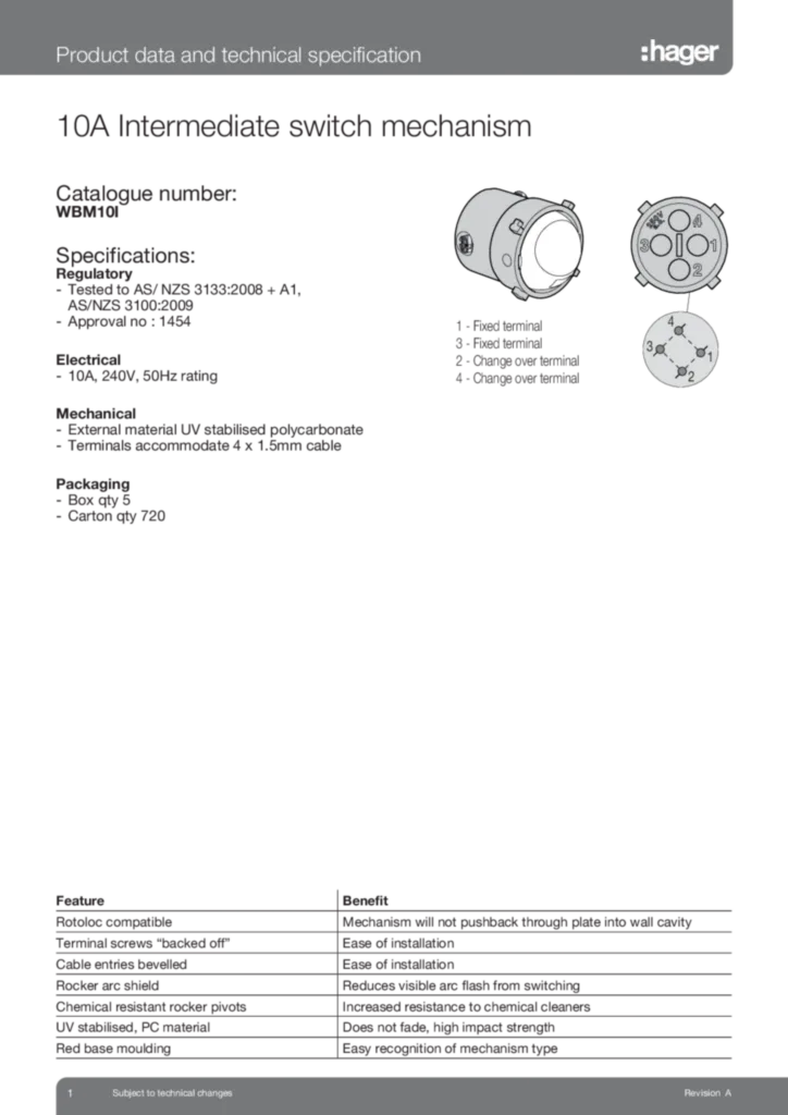 Image WBM10I Intermediate Mech Data Sheet  | Hager Australia