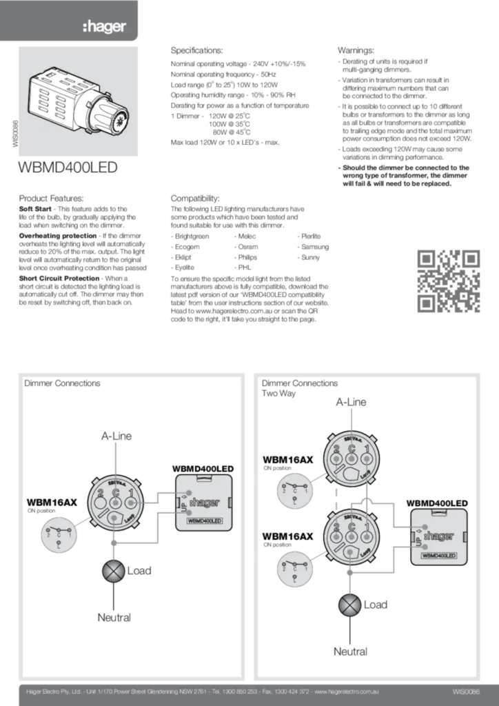 Image installation WBMD400LED  | Hager Australia