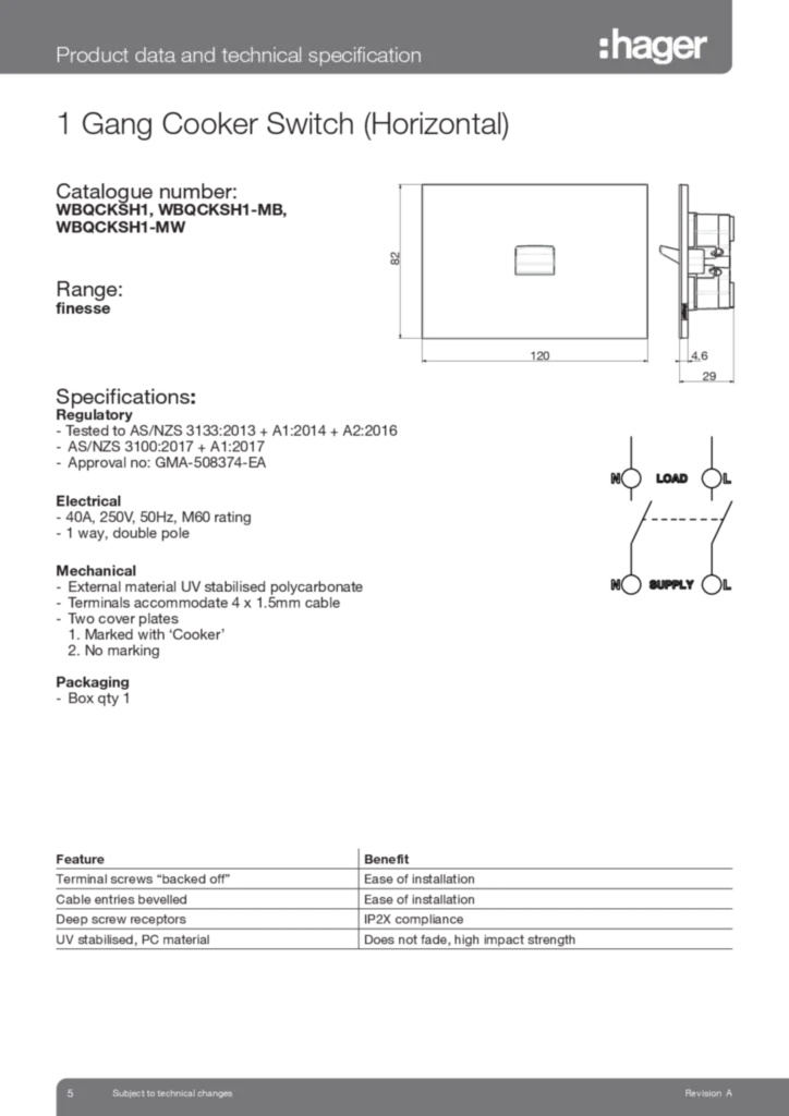 Image WBQCKSH1_Datasheet  | Hager Australia