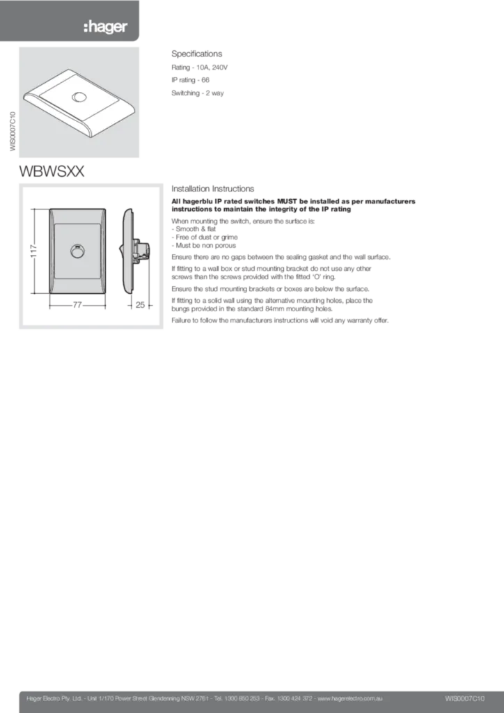 Image installation WBWSXX  | Hager Australia