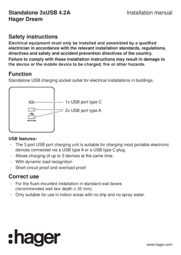 Image Manual for WGDS3USBXX - Standalone 3x USB (EN, 2019-11)  | Hager