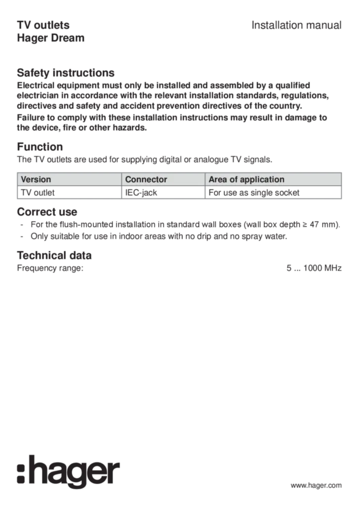 Image Manual for WGDT1TVXX - TV outlets (EN, 2019-07)  | Hager