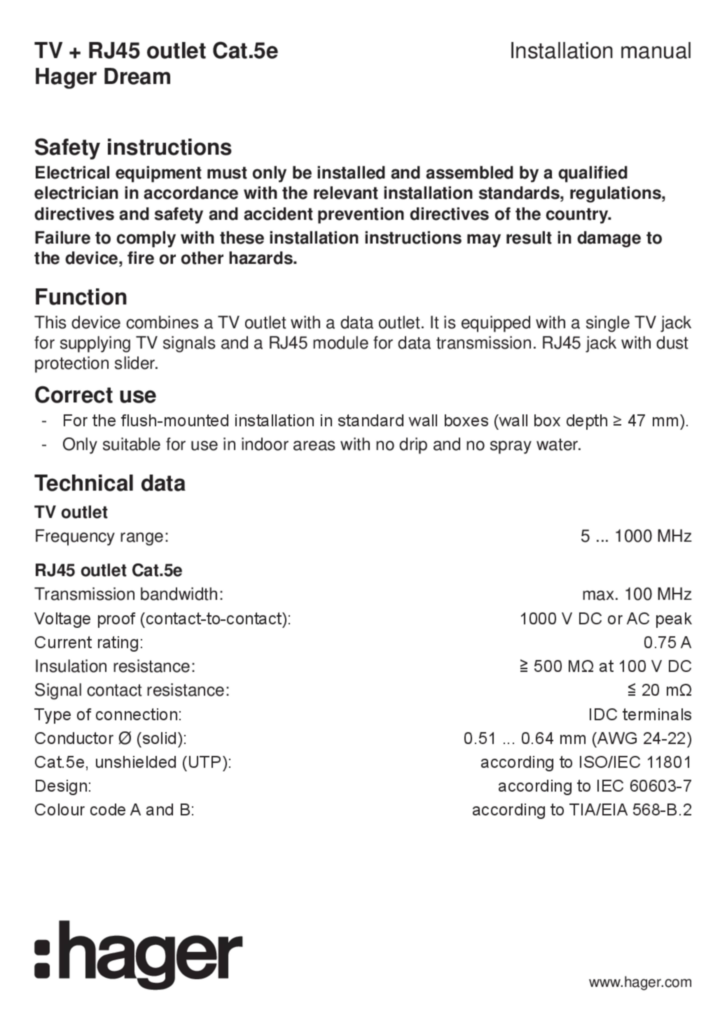 Image Manual for WGDT2TVRJ5XX - Data/Tel outlets (EN, 2019-07)  | Hager