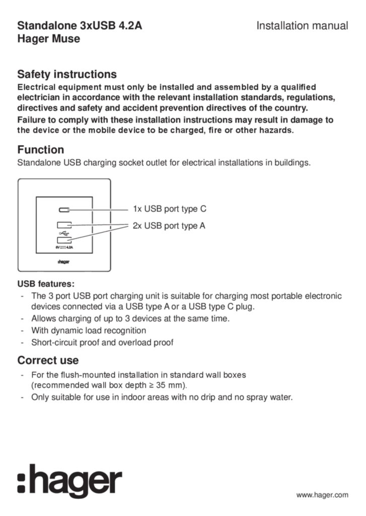 Image Manual for WGMS3USBXX - Standalone 3x USB (EN, 2019-11)  | Hager