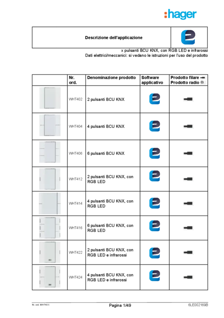 Image Description de l'application EASY pour WHT4XX -  x postes poussoir sensoriel KNX-BCU  (IT, 2016-11), easy link | Hager Suisse