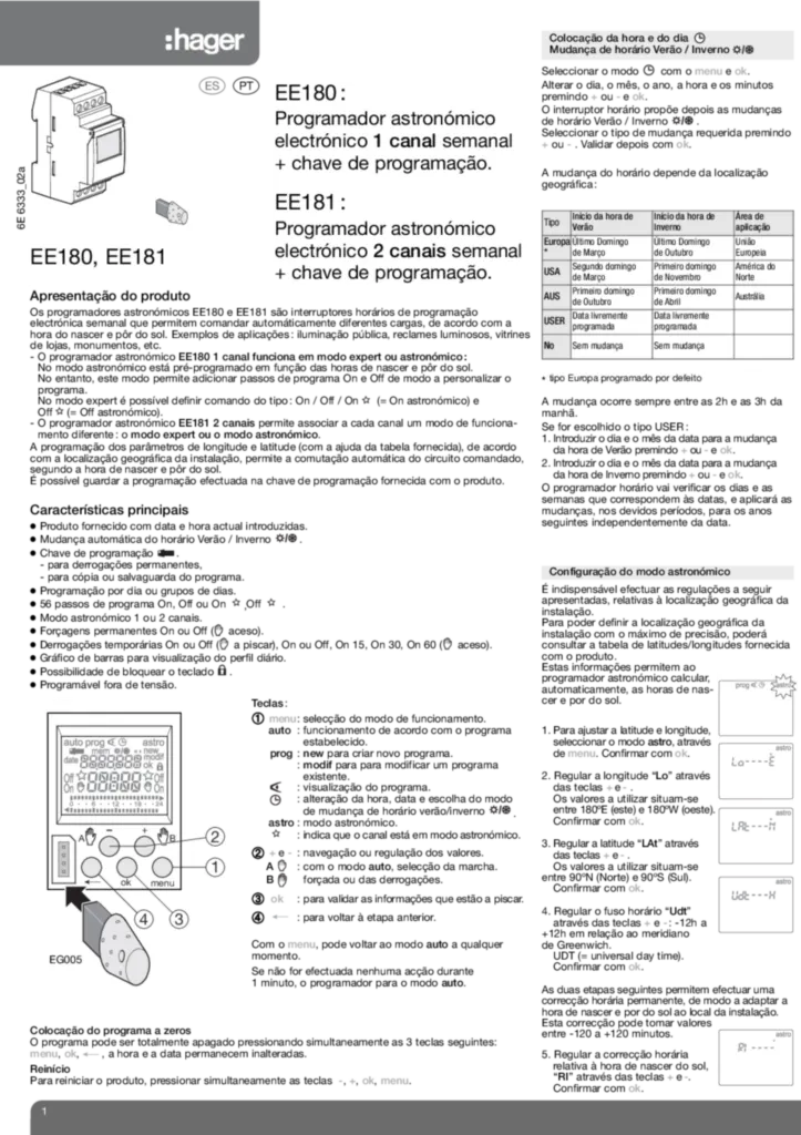 Imagem Notice EE180-EE181 ES-PT | Hager Portugal