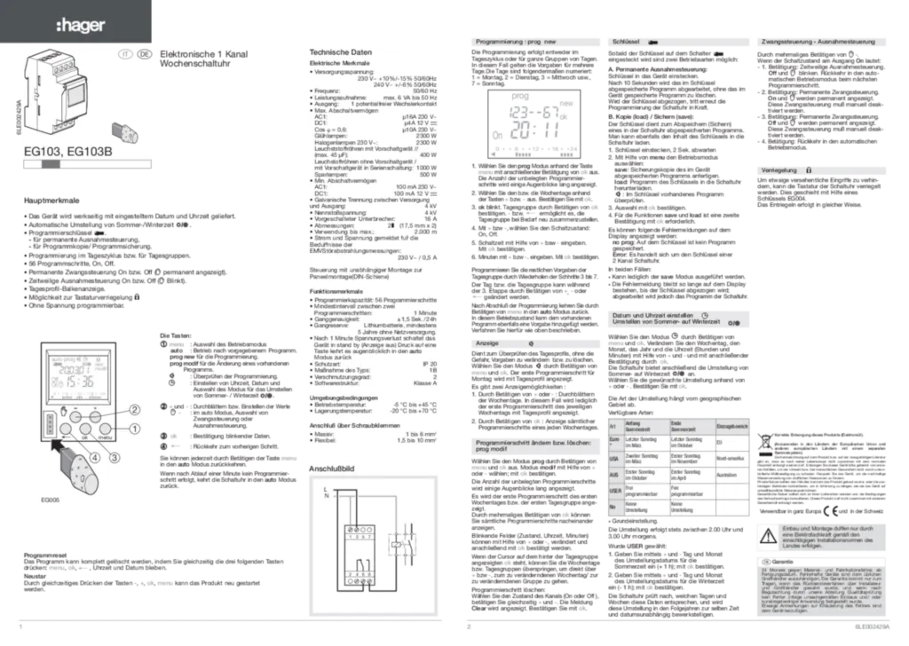 Immagine Manuale di installazione de-DE, it-IT 2020-01-01 | Hager Italia