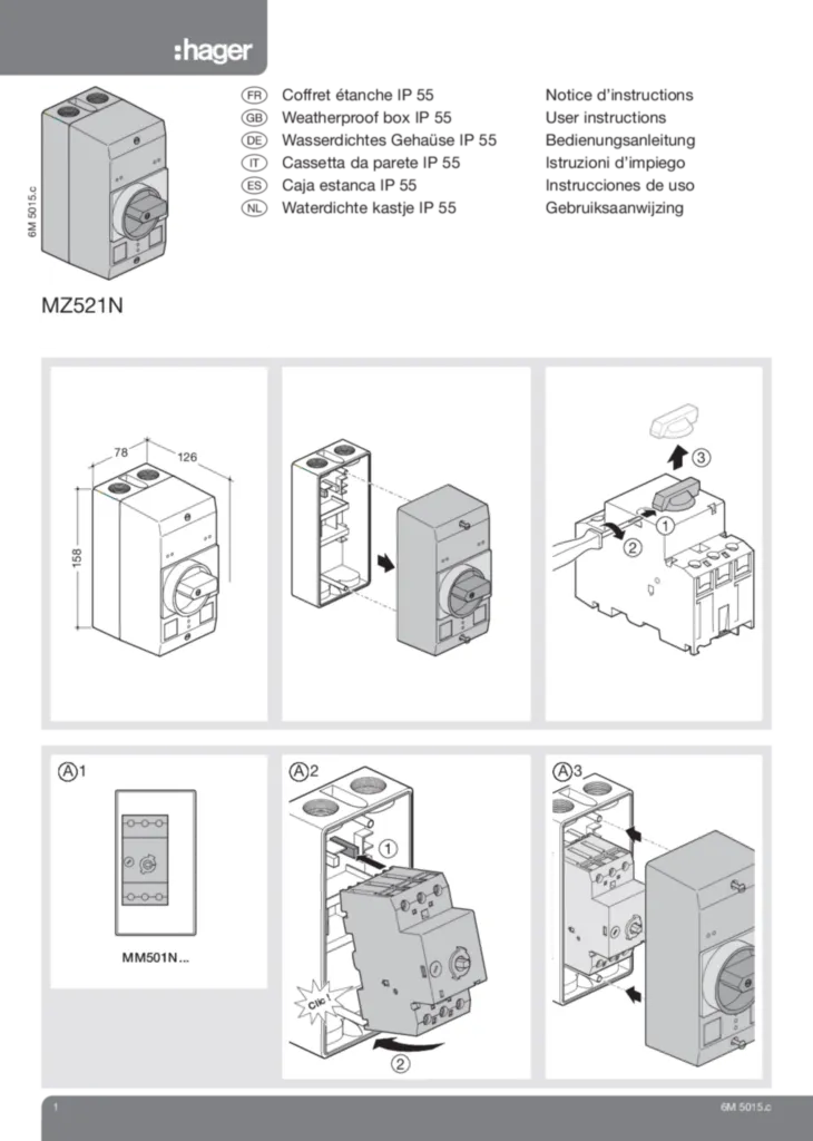 Imagem Manual de instalação en-GB, es-ES, fr-FR, de-DE, it-IT, nl-NL 2020-01-01 | Hager Portugal