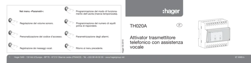 Bild Memo pour passerelle telephonique a assistance vocale TH020A | Hager Deutschland