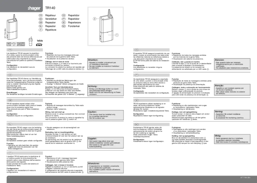 Imagem Répétiteur TR140 | Hager Portugal