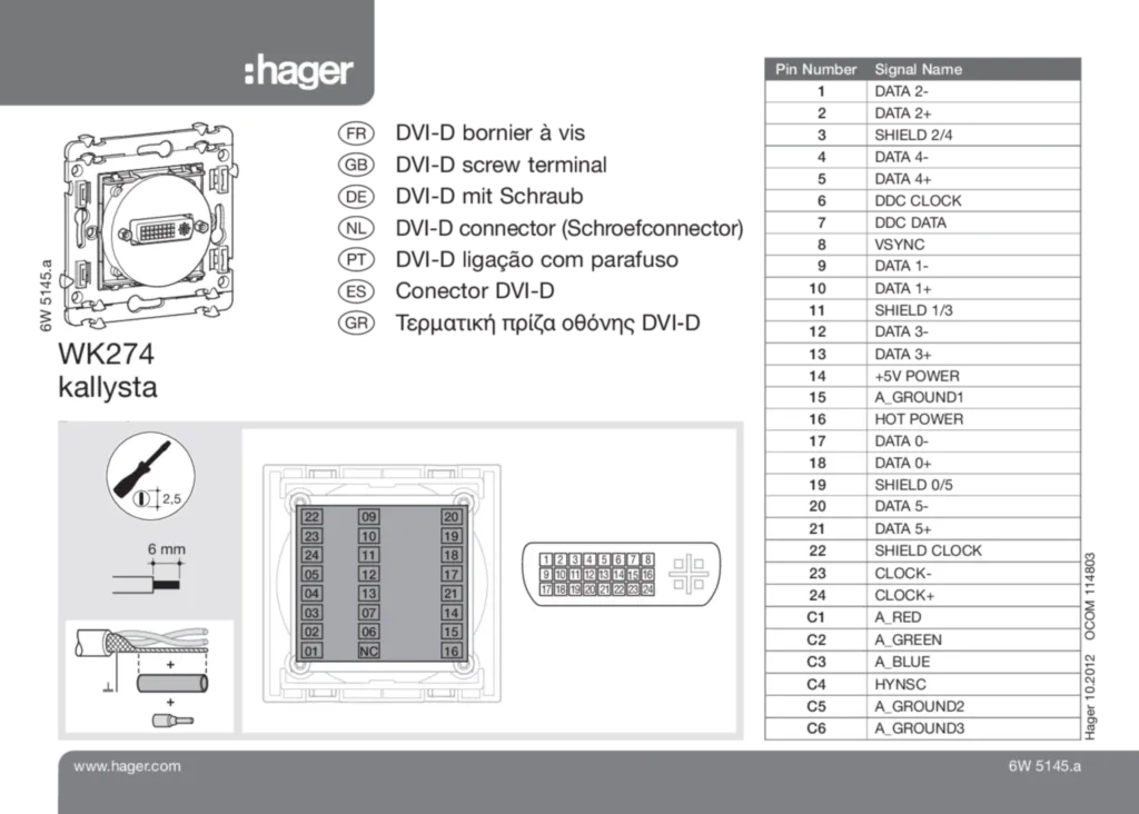 Image WK274 kallysta DVI-D bornier à vis | Hager France