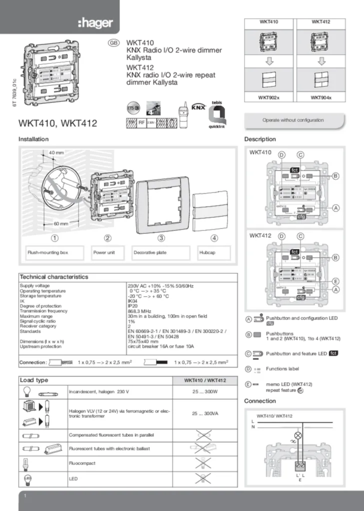 Image Kallysta E/S variation 2 fils radio WKT410, WKT412 | Hager France