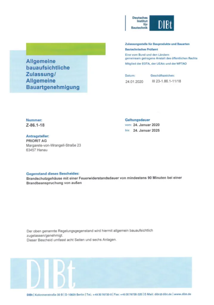 Bild Allgemeine bauaufsichtliche Zulassung und allgemeine Bauartgenehmigung für Kleinverteiler und Verbindungsdosen FB****SN und FB****LN | Hager Deutschland