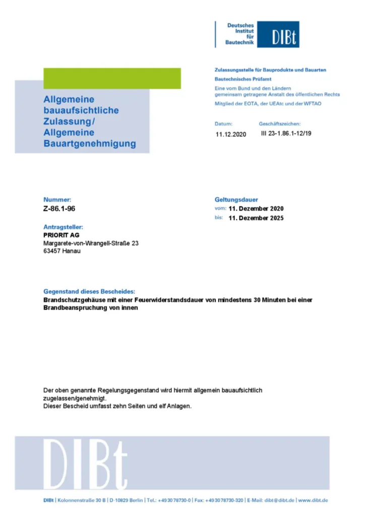 Bild Allgemeine bauaufsichtliche Zulassung für Brandschutzschränke FB*SE und FB*LE | Hager Deutschland