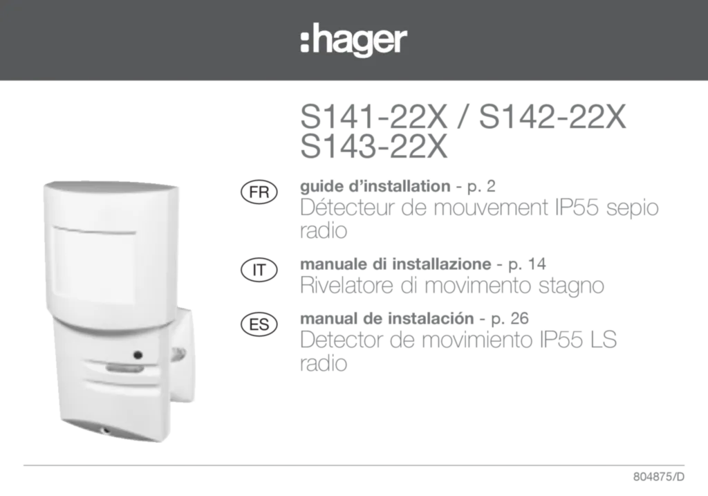 Image Notice Installation IR IP55 Hager S141/2/3-22X | Hager France