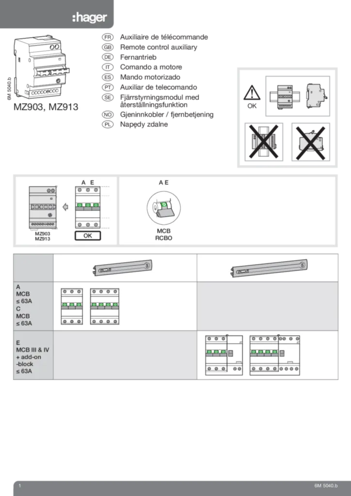 Afbeelding Installatiehandleiding en-GB, es-ES, fr-FR, de-DE, it-IT, nn-NO, pl-PL, pt-PT, sv-SE 2020-01-01 | Hager Belgium