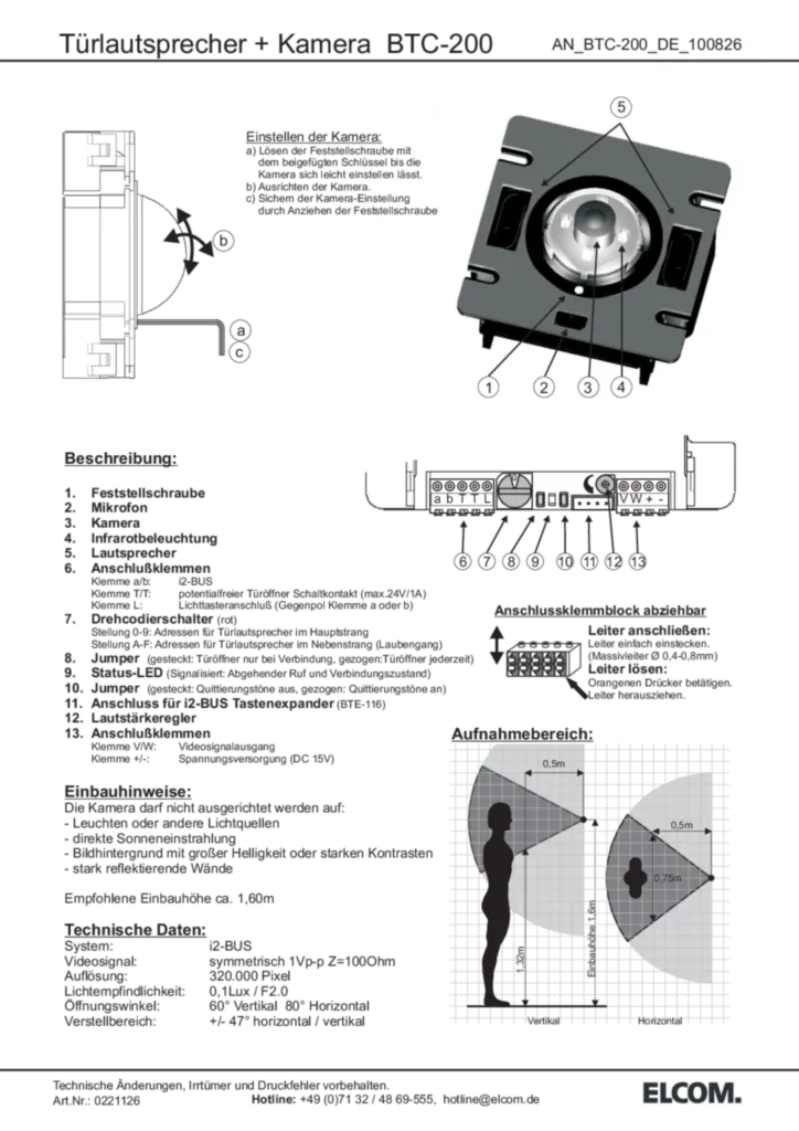 Bild Betriebsanleitung für 5812350 - TCM-200 Kamera-Türlautsprecher Modul EB 6D-Video MODESTA (DE, Stand: 08.2010) | Hager Deutschland
