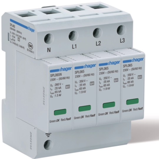SPL465 - SPD 4P T2 TNS/TT Uc 350V In 35kA Imax 65kA