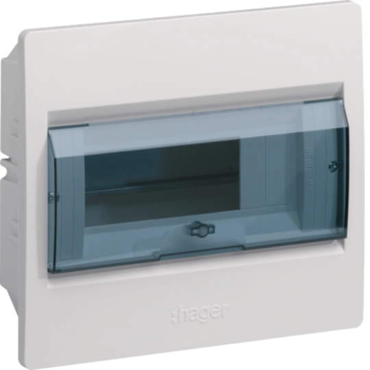 VR108TF - Small distributor,IC²,flush,1row,8M,IP40,MS-terminal,N,transparent door