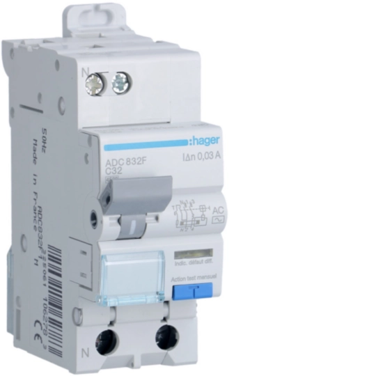 ADC832F - RCBO 1P+N 4.5kA C-32A 30mA AC Class