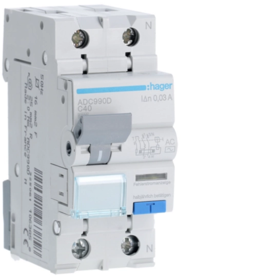ADC990D - RCBO Wyłącznik różnicowoprądowy z członem nadprądowym 1P+N 6kA C 40A/30mA Typ AC