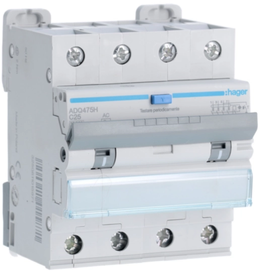 ADQ475H - Interruttore magnetotermico differenziale 10000A 4P curva C 25A tipo AC 30mA 4M